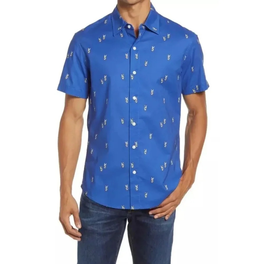 Bonobos Riviera Cocktail Print Cotton Short Sleeve Button-Up Shirt